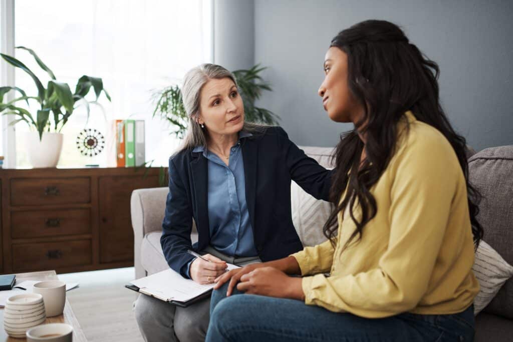 One-on-one counseling session during addiction recovery treatment